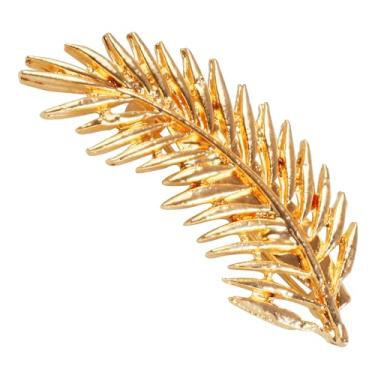 Imagem de Novo Touchstone Indian Bollywood Fashion feito à mão bonito inspirado em folhas, fabuloso designer de joias, broche de cabelo, acessório de cabelo em tom dourado para mulheres., Sem pedras preciosas