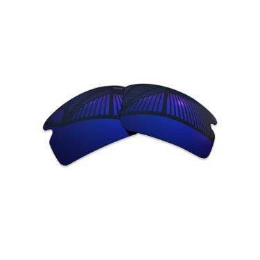 Imagem de MYCOURAG Lentes de reposição polarizadas com proteção UV para óculos de sol Oakley Flak 2.0 OO9295 – Azul escuro espelhado revestido polarizado