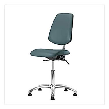 Imagem de Thomas Cadeira de vinil de altura média 1163U82 Cleanroom com encosto médio, base cromada, com inclinação, sem braços, sem anel de pé, desliza, azul colonial