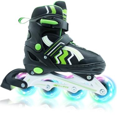 Imagem de Patins infantis em linha para meninos e meninas de 6 a 12 anos, patins ajustáveis para iniciantes com rodas iluminadas para crianças jovens e adolescentes