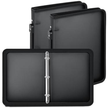 Imagem de Teling Pacote com 2 fichários com zíper de 2,5 cm com capa de 3 anéis, fichário de zíper recarregável, organizador de arquivos de plástico transparente para projetos, tarefas, memorandos, trabalho