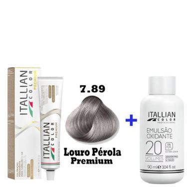 Imagem de Kit Coloração Itallian Premium 60g Louro Pérola 7.89 + Emulsão Oxi 20v