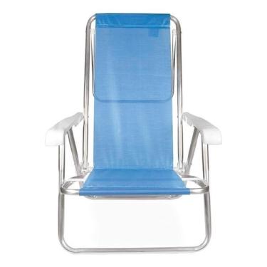 Imagem de Cadeira De Praia Deitar Dormir Alumínio 8 Posições 100kg Mor, Azul, Cl