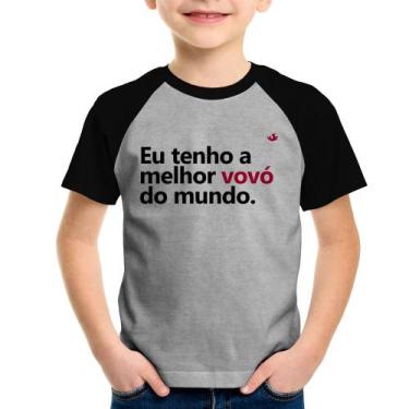Imagem de Camiseta Raglan Infantil Eu tenho a melhor vovó do mundo - Foca na Mod