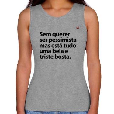 Imagem de Regata Feminina Sem querer ser pessimista mas - Foca na Moda, Cinza, G
