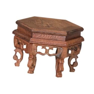 Imagem de Fenteer PLANTER de PLANTER de PLANTER DO PEDESTAL de FLORESPOT Riser Vintage Style Wood Display Base Flowerpot Rack de armazenamento para bule de bule externo , 13cmx12cmx8.5cm