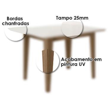 Imagem de Mesa de Jantar 120cm Kate Carvalho Off White Tampo com Vidro – Poliman
