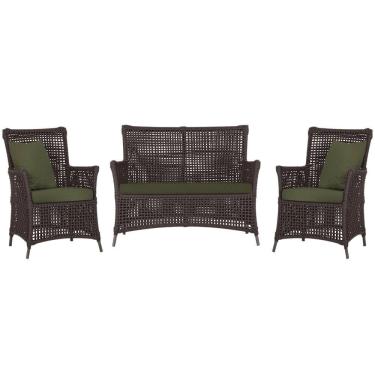 Imagem de Jogo Sofá e 2 Poltronas de Área Igapó Alumínio Pintura Marrom Corda Náutica Estofado 13 Trama