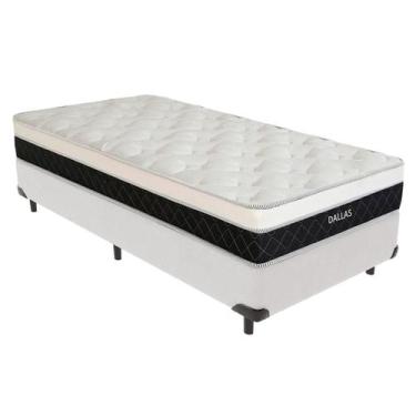 Imagem de Cama Box Solteirão e Colchão Dallas Molas V-Store 96x188x20, Branco