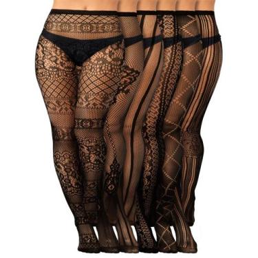 Imagem de Meia-calça Skylety Fishnet Suspensor Meia Alta x6