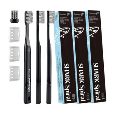 Imagem de DUJINDENT Escova de dentes [feita na Coreia] Escova de dentes extra macia em espiral de tubarão para remoção de placa, suave nas gengivas, implante (3 pacotes)