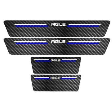 Imagem de Kit Soleira Protetora Porta Premium Blue Carbono  -  Agile - Jhow Ades