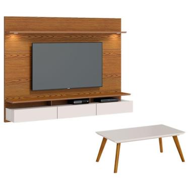 Imagem de Painel Suspenso Decore 2.2 Com Mesa De Centro Classic Freijó Off White - Imcal
