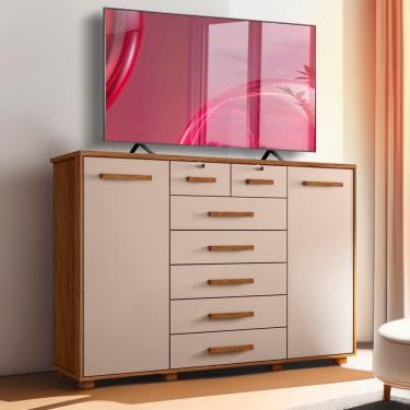 Imagem de Cômoda 7 Gavetas Para Tv Até 65 Polegadas Jatobá Fendi Fonteine Shop Jm