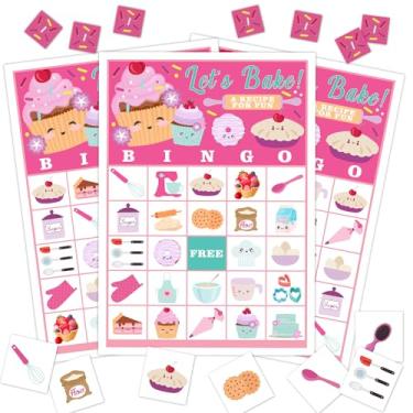 Imagem de Cupcake Party Bingo Game, 24 Player Sweet Bingo Cards Set for Family Friend Activity, Baking Party Favor Decoration Holiday Supplies -a12