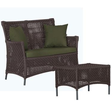 Imagem de 1 Sofá E Mesa Igapó Alumínio Preta Corda Náutica E13 Trama Marrom