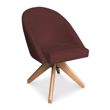 Imagem de Poltrona Cadeira Giratória Bela Suede Marsala Base De Madeira - Pallazio