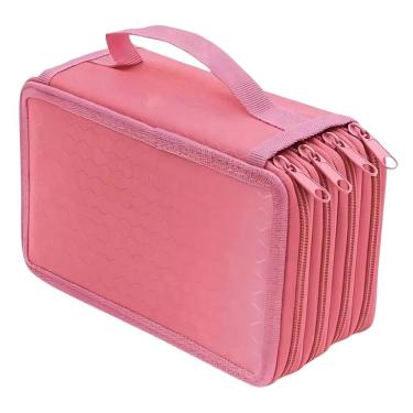 Imagem de Estojo Escolar Grande Espaçoso Com 4 Compartimentos Yepp Rosa Claro