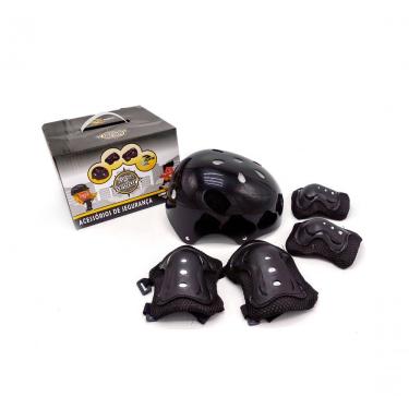 Imagem de Kit Proteção Infantil + Capacete Preto Tam Pp