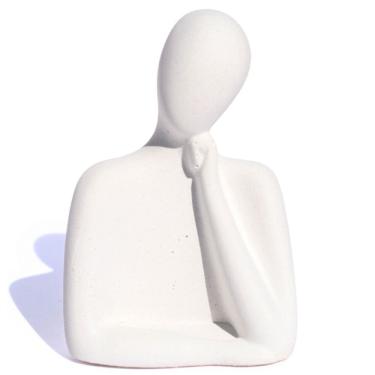 Imagem de Estátua Decorativa Família Mãe 8cm Em Cimento Artesanal Branco