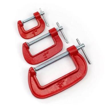 Imagem de Kit Grampos Marceneiro Tipo C Sargento 3 Peças Jogo Completo Profissional
