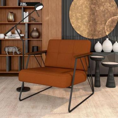 Imagem de Poltrona Estofada Columbia Estilo Industrial Preto/terracota - M.a - A