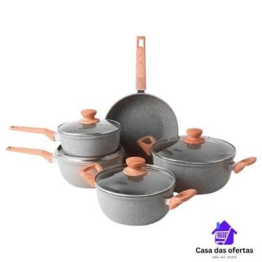Imagem de Jogo kit de panelas indução cerâmica 10 peças luxo premium c.e - Nakas