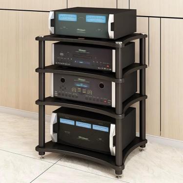 Imagem de Suporte De Mídia, Rack De áudio De Chão Multicamadas, Estrutura De Aço De Metal, Gabinete De Armazenamento De Mídia De áudio Moderno - Design Ao Ar L, Black, 23.6x33.4"/60x85cm