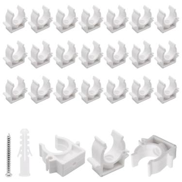 Imagem de SWZHAI 24 braçadeiras de tubulação 3/4 polegadas (20 mm), ganchos de tubulação de suporte de tubo de água de PVC, clipes adequados para tubos OD de 16 mm, fivelas de tubo em forma de U de plástico com