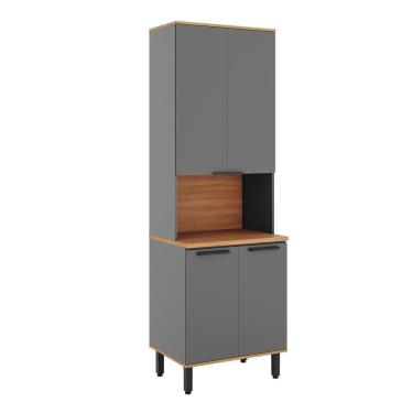 Imagem de Paneleiro De Cozinha Castanha 700mm Para Micro-ondas 4 Portas Cinza freijó