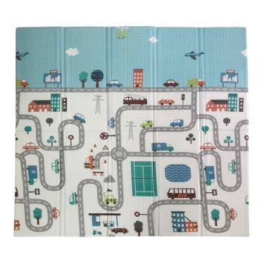 Imagem de Tapete Infantil Atividades Dobrável 120x120cm Espessura 8mm Cidade