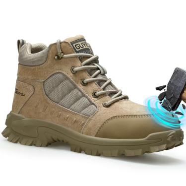 Imagem de GUSAYEX Botas De Trabalho Masculinas Respiráveis, Biqueira Aço, Leves, Bota Construção, Confortável, Segurança, Indestrutível, Tamanho Industrial 9,5