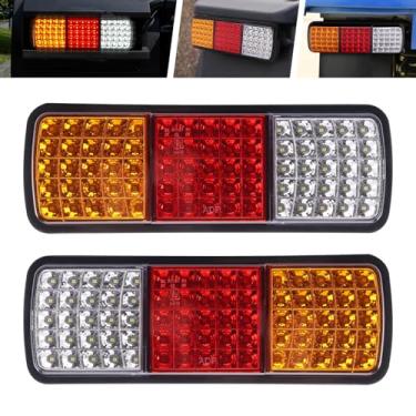 Imagem de FSHero Riding Barra de luz traseira de caminhão de 75 LEDs, 2 peças de luz reversa de freio de seta de 12 V para trailer, caminhão, barco, trailer, motor, casa