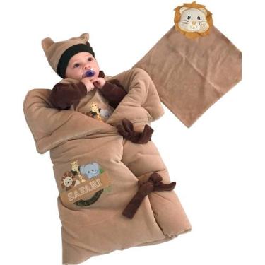 Imagem de Saída de Maternidade Menino Baby Safari Bege com Porta Bebê 04 Peças -