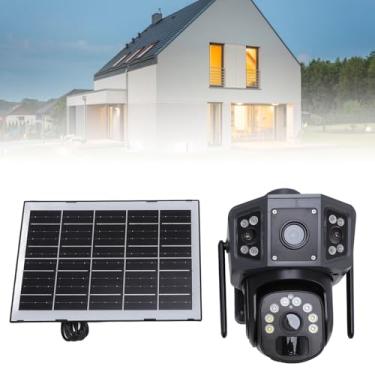 Imagem de Diyeeni Câmeras de Segurança Solar Sem Fio Ao Ar Livre, 360 ° Visualize Câmeras Solares e de Bateria para Segurança Doméstica Com Lente Dupla, Detecção de Movimento Pir, Fácil de