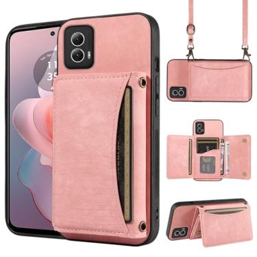 Imagem de Capa de telefone para Motorola Moto G Power 5G 2024 capa carteira com alça de ombro transversal, couro PU, porta-cartão de crédito, bolso fino, acessórios para celular, bolsa flip para celular G5