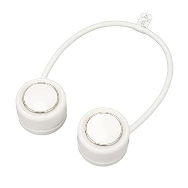 Imagem de QANYEGN 3 engrenagem fã pendurada no pescoço dobrável, ventilador de pescoço alimentado por bateria, fã pendurado no pescoço sem lâmina para viajar, academia, office1600mAh (Branco)