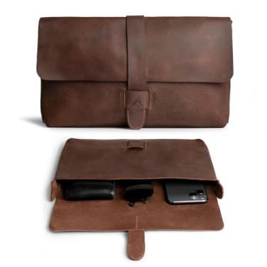 Imagem de Hide & Drink, Bolsa clutch feminina, bolsa vintage, organizador de acessórios, bolsa de telefone, capa noturna, couro de flor integral, feita à mão, marrom Bourbon