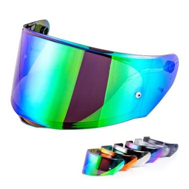 Imagem de VCOROS Motorcycles Helmet Visor Shield Replacement For LS2 Assault/Rapid/Stream Outer Face Shield Street Motorcycle Helmet (Chrome Green)