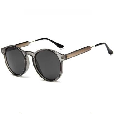 Imagem de JRLLFD Óculos de sol retrô redondo feminino, luxuoso, masculino, para dirigir, pesca, clássico, UV400 (cinza)