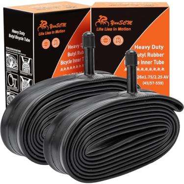 Imagem de Tubos internos YunSCM de 66 cm - 66 cm x 4,5 cm x 4,5 cm x 4,5 cm x 6 cm x 6 cm x 6,3 cm - tubos internos para motocicleta de 32 mm Schrader Válvula MTB Tubos internos de borracha butílica durável, 2 pacotes