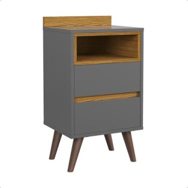 Imagem de Kit 2 Mesas De Cabeceira Dream Criado Retrô Alamo 2 Gavetas - Butterfl