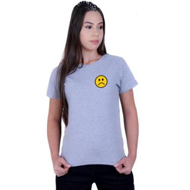 Imagem de Camiseta Baby Look Feminina Sad Smile Bad Tumblr - Lafre, Cinza, P