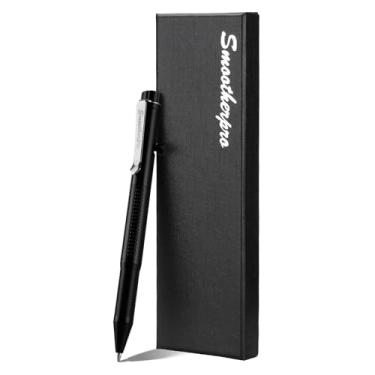 Imagem de SMOOTHERPRO Caneta de alumínio Bolt Action, esferográfica e lápis em uma com ponta de liga de grafite, design de torção retrátil, compatível com refil Parker, para esboços de escritório, diário, preto