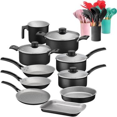 Imagem de Jogo de panelas tramontina 22 peças turim com utensilios de silicone p