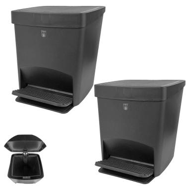 Imagem de Kit 2 Lixeira 15 Litros Grande Com Tampa Pedal Plástica Cozinha Preto - Gambrage 403170...