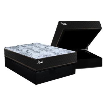 Imagem de Cama Box Baú Casal: Colchão Molas Molas Ensacadas Ensacadas Paropas Life Gold + Base CRC Suede Black (138x188)
