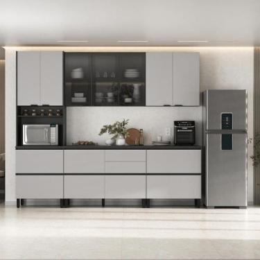 Imagem de Cozinha Completa Itatiaia Lumina 270cm em Madeira MDF Grafite/Fendi