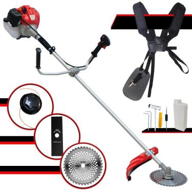 Imagem de Roçadeira À Gasolina Anmax CG520P-TB Motor 2T 52cc 2,2HP 10.000rpm 3 Em 1 Com Carretel de Nylon e Lâmina Facão + Lâmina Circular 40 Dentes Vídea
