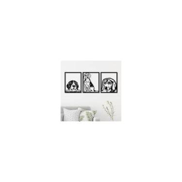 Imagem de Pintura decorativa feita à mão Beagle Dog em madeira MDF 35cm x 2 - Li